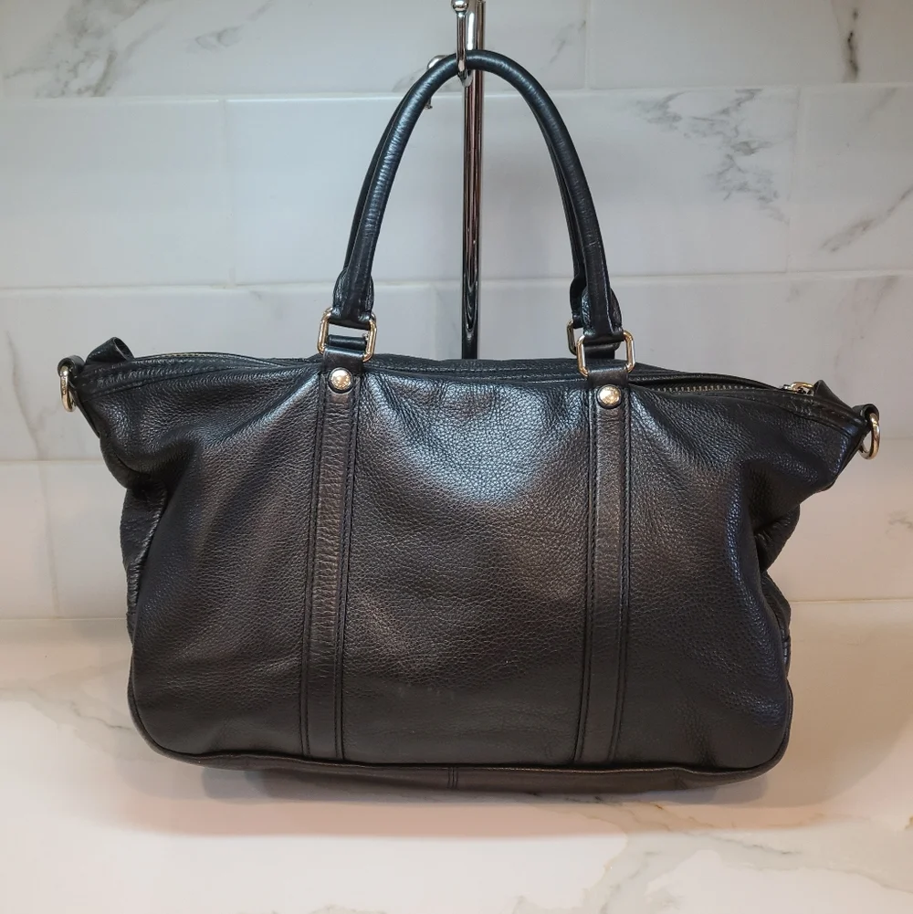 Coach Central Satchel Black Pebbled Leather EUC - Picture 7 of 16